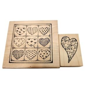 Vintage Mixed Brands Love Heart Red Rubber Stamps 2pc PSX F-2841 USA Background